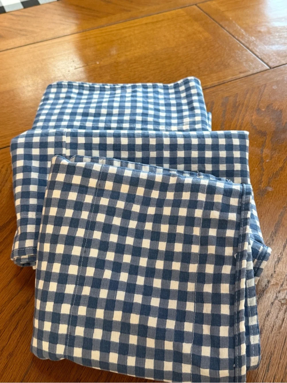 Waverly blue and white gingham check Valances set of 3 - 78”x15”